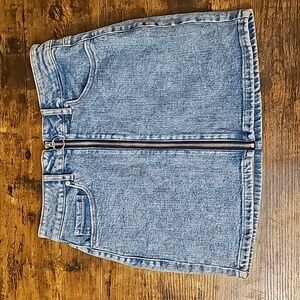 Garage Zip Denim Mini Skirt